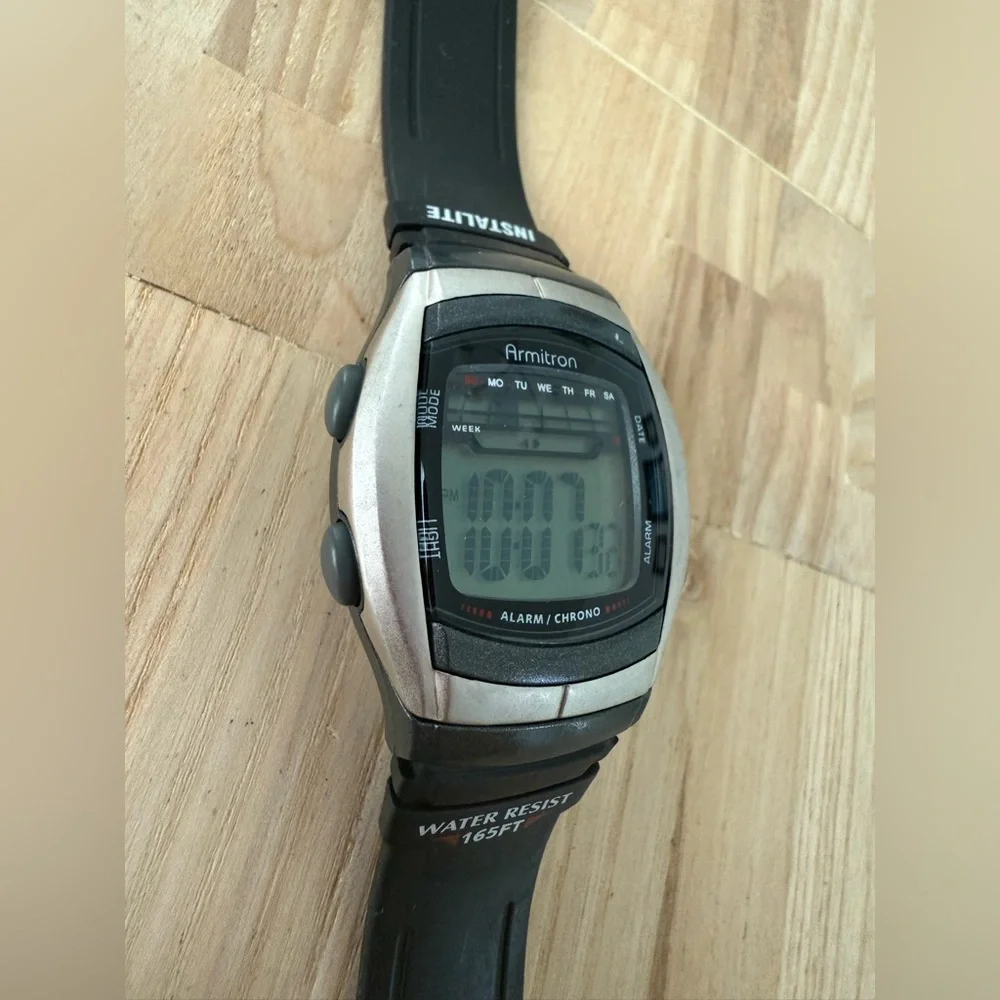 Armitron black digital Chronograph sport watch NEW BATTERY